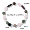 Charm Bracelets Natural Mixed Stone Bracelet Cube Round Rectangle Labradorite Bead Quartzs Crystal Stretch Bangle For Women