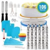 106pcsset Kreatywny zestaw do dekoracji ciasta Curt Tube Fondant Tool Kitchen Desser Desser Desser Zestaw gramofonów Y200618217T