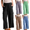 Pantaloni da donna Donna Baggy Utility Pantaloni a vita alta a gamba larga cargo in cotone e lino Abbigliamento donna 2024 Moda