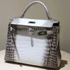 All handmade luxury women's handbags Nile crocodile 25 30cm Himalayan crocodile skin Customized other women's bags Specially customized model designer bag with box