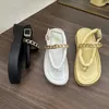 Sandálias femininas clip toe flip-flops marca para 2024 verão corrente de metal grosso sola sapatos moda senhoras vestido slides