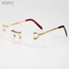 Lunettes de soleil monture de lunettes verres clairs pour femmes lunettes de luxe en corne de buffle lunettes de soleil de sport unisexes pour hommes avec eyegla297J doré sans monture