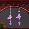 Boucles d'oreilles pendantes 1 paire rétro femme papillon pendentif crochets d'oreille bijoux Cheongsam Hanfu décor accessoires bijoux femmes fille cadeau