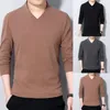 Men's Sweaters V Neck Long Sleeve T-Shirts Solid Color Autumn Winter Pullovers Sweatshirt Casual Sports Man Tops Undershirt