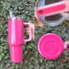 Dhl Cobrand con 12: 1 logo Shimmery Parade rosa luccichio da 40 once con coperchio a maniglia tazze per auto a grande capacità bottiglie d'acqua Regali di San Valentino 0402