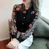 Blusas femininas chiffon impresso camisas estilo chinês polo-pescoço completo senhoras roupas soltas moda vintage topos ycmyunyan