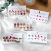 Stud Küpe 6 Çift/Set Noel Rhinestone Bow Snowflake Noel Baba Ağacı Geyik Çan Kadınlar İçin Sevimli Hediyeler