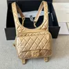 Clásico 24C Diseñador de cuero de lujo Mochila para mujer Marca francesa Oro Plata Moda Nueva Bolsa de hombros para mujer Alta calidad Doble letra Mini Lady Satchels Bolso