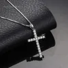 Starsgem – collier en or blanc 14 carats, bijoux en diamant Moissanite, pendentif croix à breloque jésus-Christ