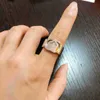 Les femmes charmantes aiment la bague de mariage avec la marque de luxe de créateurs bijoux 18 km plaqué 925 Bague de fête de voyage en diamant de brouillard en argent Silver 925