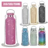 Vattenflaskor Bling Diamond Thermos Bottles Portable Glitter Water Bottle Crossbody Rostfritt stål Termisk kolv 350ML500ML750ML 272R