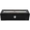 Titta på Case Leather Watch Box Jewelry Box Gift for Men 6 -fack - Black256D