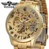 Winner Men's Watch Top Brand Luxury Automatic Skeleton Gold Factory Company Stainless Steel Bracelet Wristwatch Wrg8003m4g1 J208j