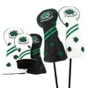 Golf headcover för förare fairway hybrid blad putter pu läder vattentät fyra blad klöver trä huvud täcknummer tagg 240122