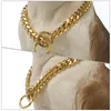 Dog Collars Neck Ornament Exquisite Chain Cuban Link Collar Fashionable Novelty Pet Decorative Stainless Steel Gold