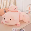 40/50/60/80cm Squish Pig Stuffed Doll Lying Plush Piggy Toy Animal Soft Plushie Pillow Cushion Kids Baby Comforting Gift 240124