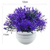 Decorative Flowers Beautifying Lightweight Eco-Friendly Plastic Multi-Color Artificial Grass Plant Pot Fake Plants Party Supplies