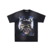 T-shirt da uomo Hellstar 2024 designer Studios Full Moon Tee Wash Wolf Head Full Moon Stampa T-shirt corta moda Hip Hop