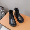 Botas crianças salto quadrado zíper para meninas outono inverno criança cor sólida moda casual adicionar sapatos de lã hw83