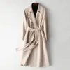 Koreanische Mode Frauen Casual Lose Woolen Mantel Elegante und Chic Solide Oberbekleidung Langen Mantel mit Gürtel Weiblichen Warmen Mantel 240122