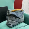 Designer Bag PUFFER MÉDIO EM CAMURÇA E DENIM Cowboy Bags Luxurys Top Quality Senhoras Bolsas Bolsa Mulheres Bolsa Moda Saco Sufocar Ombro Cossbody Carteira Totes