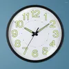 Zegar ścienny 12-calowe zaokrąglenia blask w ciemnym cichym kwarcowym kwarcu oszacującym liczbę czasowy do sypialni biuro