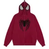 Eye Hollowed Out Visual Spider Man Pull-up Hoodie Men's Autumn and Winter American Street Trend Zippered Cardigan Jacket