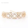 Flower Shape VVS Round Brilliant Cut Moissanite Yellow Gold Bracelet Style