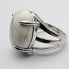 Cluster Rings White Turquoise Stone Oval Bead GEM Finger Ring Jewelry Size 8-9 X262