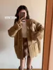 Women's Knits Retro Bullhorn Button Red Sweater Coat 2024 Spring And Autumn Sweet Girl Loose Knitted Cardigan Thickened