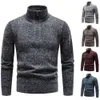 Herbst und Winter, modischer, lässiger Herren-Strickpullover mit dickem Stehkragen und halbem Reißverschluss, Pullover-Jacke für Herren