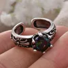 Cluster Rings Arrival Retro Style Colorful Stone Beautiful Thai Silver Ladies Ring Bridal Wedding Ceremony Propose Jewellery Gifts