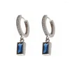 Kolczyki Dangle WPB S925 Srebrny srebrny cyrkon błyszcząca niebieska bagietka upuść damskie diamenty w Luksusowe biżuterię Prezenty biżuterii