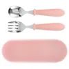 Dinnerware Sets Children's Tableware Toddler Spoon Fork With Plastic Handle Utensils Childrens Cutlery