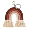 Vävning av regnbågens nyckelringar för kvinnor Tassel Macrame Keyrings Key Holder Jewelry261U