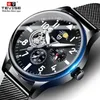 Nouveauté TEVISE hommes montre mécanique automatique entièrement en acier Tourbillon montre-bracelet phase de lune chronographe Clock221b