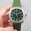 Nouveau Aquanaut 5168G-010 Boîtier en acier Cadran texture verte Montre automatique pour homme Montres en caoutchouc vert de haute qualité pas cher pour Timezonewatc242G