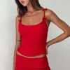 Women's Tanks Gaono Fashion Summer Skirt Outfits Mini Bow Scoop Neck Cami Tops With Slit Bodyocn Set Party Clothes