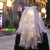 Acessórios de cabelo romântico po pogal pérola nupcial dama de honra hairpin led luz noiva véu coreano headwear coroa casamento