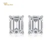 Stud Wong Rain 925 Sterling Gümüş Emerald Cut Oluşturuldu Moissanite Taş Pırlantaları Beyaz Altın Küpe Nişan Fine Jewelry205d