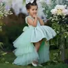 Girl Dresses Mint Green High-low Ruffles Sleeveless Tiered Flower Girls For Weddings Baby Party Dress Birthday Gowns