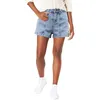 Aktive Shorts mit hohem Bund und seitlichem Reißverschluss, gerades Rohr, lässige Denim-Jeanshose für Damen BuLift Classic On