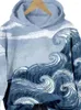 Damesbont 2024 digitale diepzeewalvisprint-hoodie met pluche