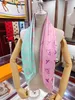 New Fashion designer silk Scarf for women Top brand L letter Ring Headband Stole classic monogram print gradient scarf pink sky blue soft 90*90cm