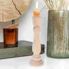 Candle Holders 2 Pcs Candlestick Tea Lights Mini Wood Crafts Tealight Wooden Stand Taper