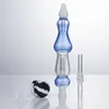 NC034 Glass Water Bong Smoking Pipes 10mm Titanium Quartz Ceramic Nail Clip Silicon Jar Calabash Style Dab Rig Bubbler Pipe