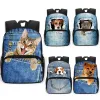 Carrier 13 Inch Kawaii Pocket Dog Cat Children School Bags Kids Kindergarten Bag Cute Kitten Puppy Schoolbag Boys Girls School Backpacks