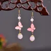 Boucles d'oreilles pendantes 1 paire rétro femme papillon pendentif crochets d'oreille bijoux Cheongsam Hanfu décor accessoires bijoux femmes fille cadeau