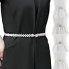 Gürtel Frauen Gilr Luxus Elegante Bund Elastische Kristall Perle Perlen Weiß Mode Schnalle Taille Band Gürtel Für Kleid Kleidung