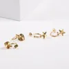 Stud Earrings 18k Gold Color GF Heart Women/Girl Love Trendy Jewelry For African/Arab/Middle Eastern Gift 2024